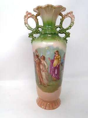 Vintage Victoria Austria 11 3/4  Ceramic Vase With Women Dancing • $39.99