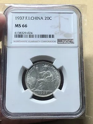 20 Cent Indochine Coins 1937 NGC MS-66 Original Vintage Rare_LDP Shop. • $400