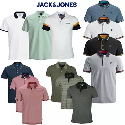 Jack & Jones T Shirts Mens Short Sleeve Causal Polo Shirts Summer Tee Tops • £14.99