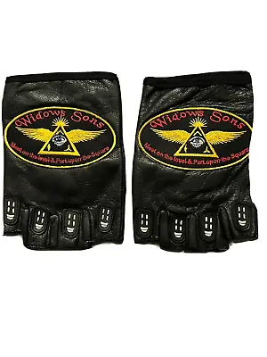 Black Widows Sons Leather Fingerless Gloves Masonic Fraternity Motorcycle New! • $29