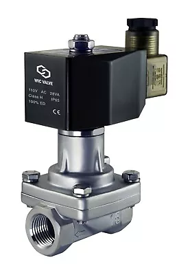 1/2  Inch Stainless Zero Differential Electric Solenoid Steam Valve 110V AC NC • $139.99