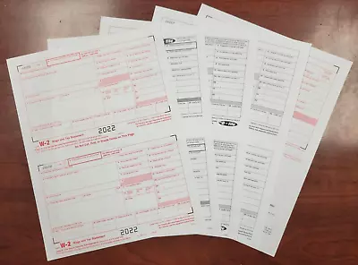 2022 IRS Tax Form W-2 - 10 Employees LASER 4 Pt + (2) W-3 - No Envelopes • $11.95