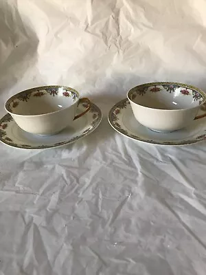 A. Lanternier Limoges Gold Pompadour Cup And Saucer Set If 2 P2 • $10