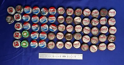 62 Vintage Cork Lined Coke Coca Cola Diet Pepsi 7Up Ma's Advertising Bottle Caps • $15.99