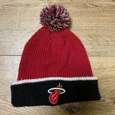 New Era Hardwood Classics Miami Heat Winter Beanie Black Red Pom Pom • $11.99