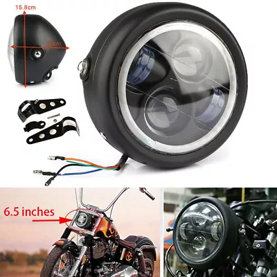 6.5  Inch Motorbike Motorcycle Headlight LED Universal Front Light Lamp +Bracket • £24.90