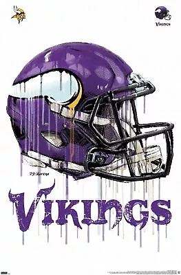 MINNESOTA VIKINGS - DRIP HELMET POSTER - 22x34 - 19346 • $10.95