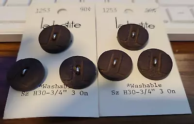 Vintage Lot 6 Buttons 3/4  La Petite Lansing Carded 2 Hole Round Wood Brown • $13.13