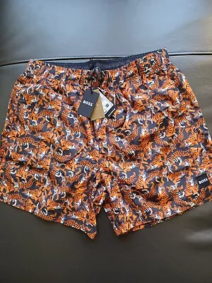 Hugo Boss  Black Label Tigers Prnt Swim Trunks Quik-dry Size M • $69