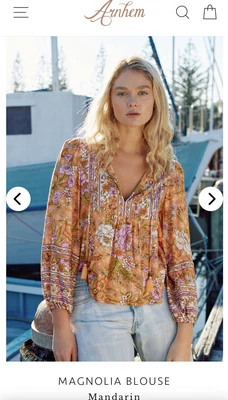 $65 • Buy ARNHEM Magnolia Blouse Mandarin Sold Out Style As New  Barely Worn 8-12 Boho