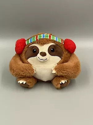 Round Brown Sloth 6  Plush Red Ear Muffs Stuffed Animal Toy American Greetings • $9.60