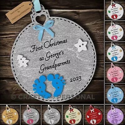 Personalised Babys First 1st Christmas As Grandparents Gift Tree Bauble Decor • £4.95