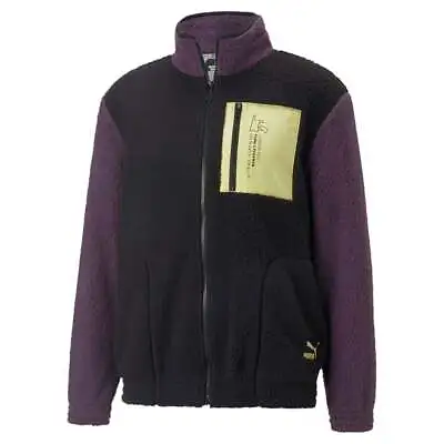Puma Poke X Sherpa Full Zip Jacket Mens Black Casual Athletic Outerwear 53655101 • $44.99