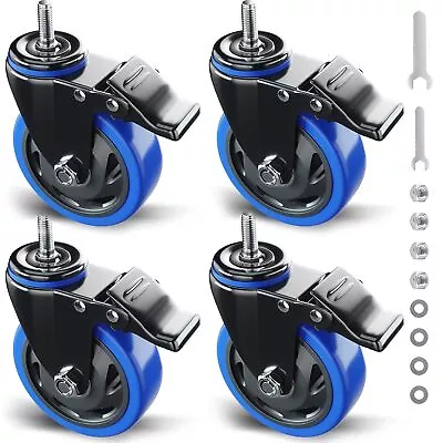 Stem Caster Wheels 5 Inch Heavy Duty Threaded Stem Mount Casters Set Of 4 With A • $48.99