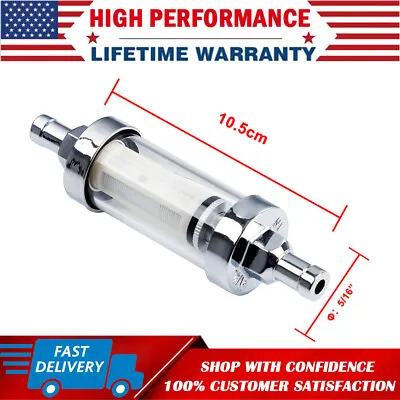 $9.99 • Buy 5/16  Universal Chrome Glass Clearview Fuel Filter Petrol Diesel Inline Reusable