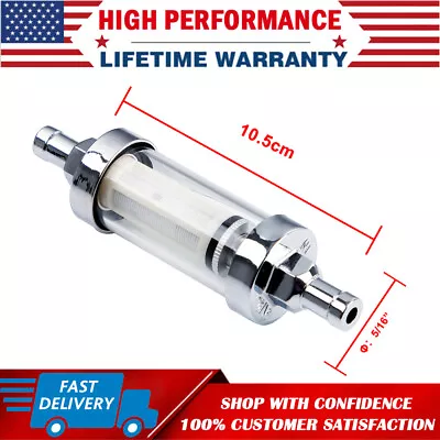 5/16  Universal Chrome Glass Clearview Fuel Filter Petrol Diesel Inline Reusable • $9.99