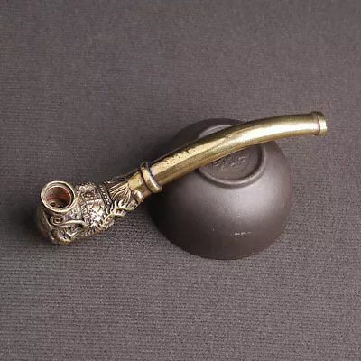 Handmade Carving Dragon Phoenix Brass Metal Smoking Pipe Chamber Tobacco Herb • $11.99