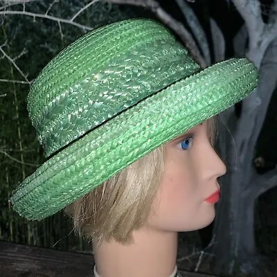 Brand New Lime Green Mint Julep Kentucky Derby Straw Cloche Hat Fedora ❤️sj7m5b2 • $29