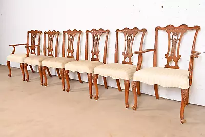 Romweber French Provincial Louis XV Burl Wood Dining Chairs Set Of Six • $995