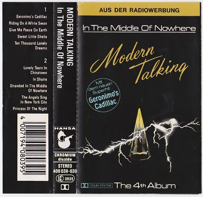 Modern Talking – In The Middle Of Nowhere - The 4th Album Original Cassette • $40