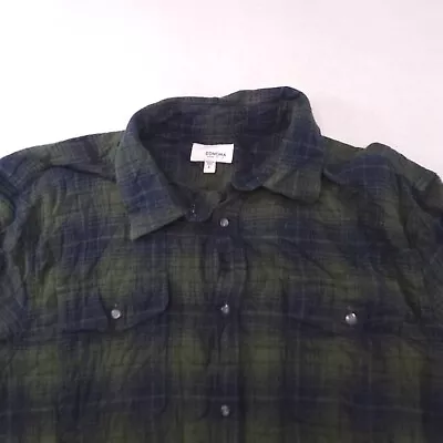 Sonoma Tartan Flannel Casual Button Up Shirt Mens Size Large L Blue Green • $14.99