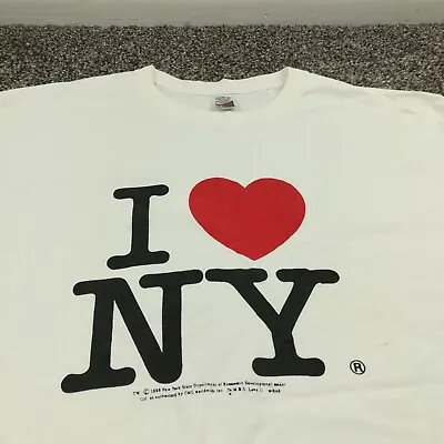 Vintage 1996 I Love NY New York T-Shirt Fruit Of The Loom White Mens Large • $27.99