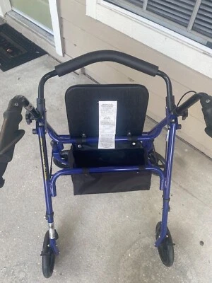 $55 • Buy Drive Medical 4-Wheel Rollator Walker With Seat & Removable Back Support - Blue