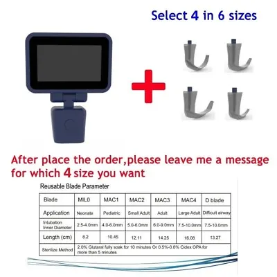 Digital Video Laryngoscope With 4 Reusable Sterilizable Blades • $807.50