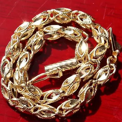 14k Yellow Gold Bracelet 7.0  Diamond Cut Turkish Link Chain Vintage 5.8gr • $1100