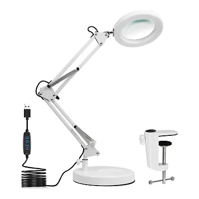 10X Magnifier Glass LED Desk Lamp With Light Stand Clamp Beauty Magnifying Lamp • £16.98