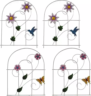 Decorative Painted Metal Garden Fence 4 Pack Flower Design Border Edge Gate For  • $23.99