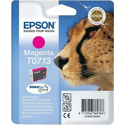 £18.75 • Buy Epson T0713 Magenta Ink Cartridge For Stylus DX7400 DX7450 DX8400