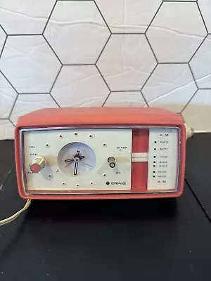 Craig Clock Radio 1602 Mod Pink And White 1960s FOR P/r • $37.49