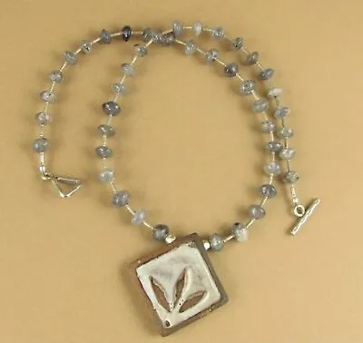 Ceramic Iolite And Fine Silver Necklace. Unique. Handmade • £18