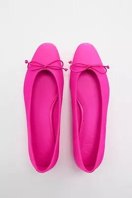 Zara Fuchsia Pink Ballet Leather Flats Size 39 • $34.20