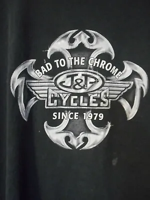 Well Worn Black Bad To Bone J&P Cycles Sz XXXL Gildan Tag Double Sided Tshirt • $19.99