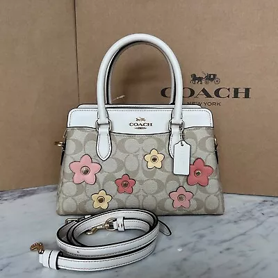 COACH Mini Darcie Carryall In Signature Canvas With Floral Applique CH344 • $219