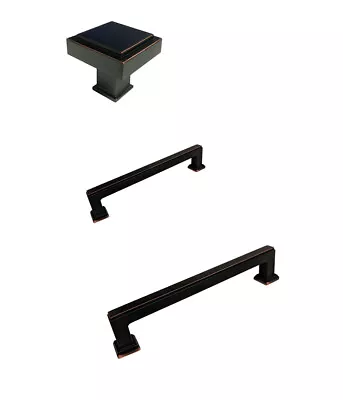 $1.89 • Buy Dark Oil Rubbed Bronze Kitchen Cabinet Square Drawer Knobs 1 1/8 Pulls 3 3/4  5 