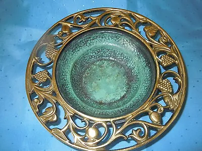 Vintage Oppenheim Israel Ornate Brass Ashtray Bowl Dish Jewish Patina Antique • $39