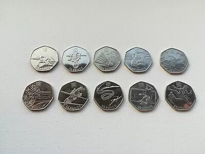 10 Olympic 50p Coins Inc Archery Badminton Boxing Equestrian Handball Taekwondo • £5.55