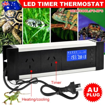 $35.95 • Buy Reptile Thermostat LCD Digital Timer Temp Controller Cool Heat Automatic Change