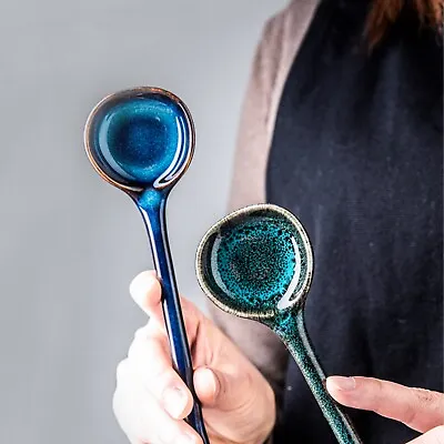 Ceramic Long-handled Coffee Spoon Glazed Coffee Spoon Mixing Spoon Gift For • $13.99