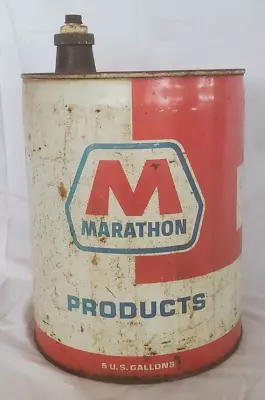 Vintage Marathon Products Endurance Sae 30 Motor Oil 5 Gallon Gas Can • $74.99