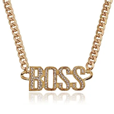 £5.99 • Buy Gold BOSS Chain Necklace Punk Big Gangster Shinny Rapper Fancy Dress Costume