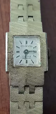 CYRYN GOLD PLATED 17 JEWEL INCABLOC LADIES WRIST WATCH  #oo • $45