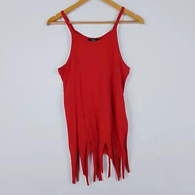 Bassike Womens Size 1 8 Red Singlet Top Tank Cut Hemline • $12