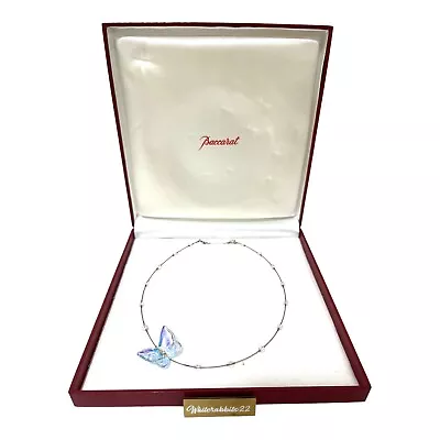 Baccarat Lucky Butterfly Choker Pendant Sterling Wire Beads Necklace W/Box • £124.50