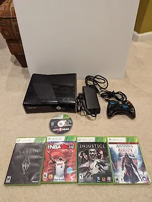 Black Xbox 360 Slim Console - Bundle:  Controller Power Supply 5 Games • $87.50