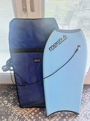 Morey Boogie Board 1990 Mach 4 Vintage Bodyboard Trac Top Bag XM Surf More Leash • $147.95