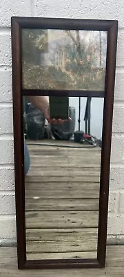 Antique Wood Framed Narrow Wall Mirror With Picture Print  • $9.99